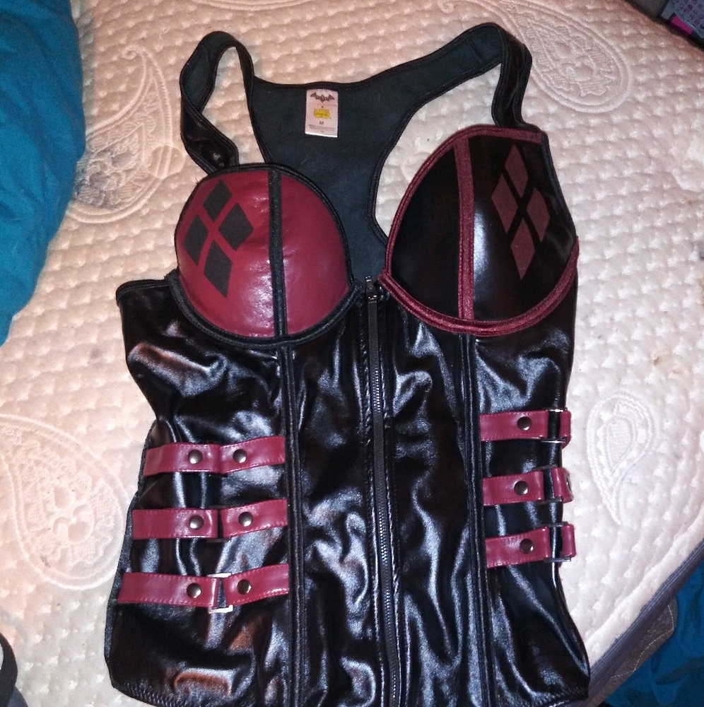 Harley quinn cosplay leather corset top